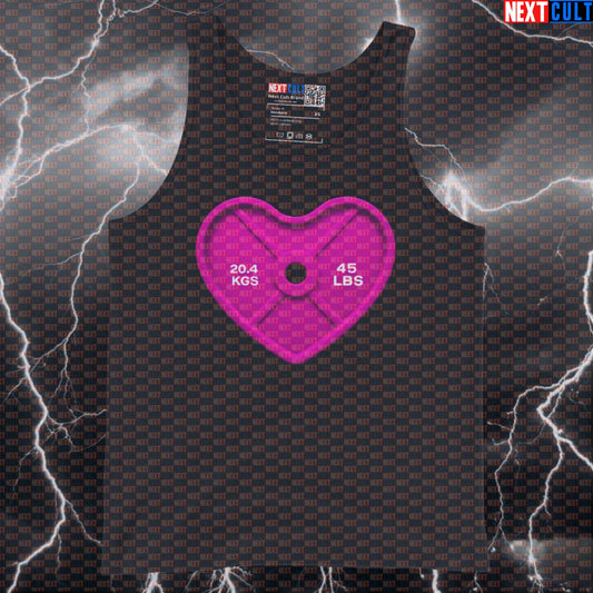 I Love Gym Pink Heart Weight Plate Funny Gym Tank Top | Valentine's Workout Muscle Shirt for Lifters Tank Tops Bodybuilding Fitness Gym Powerlifting Valentine's Day Workout Next Cult Brand