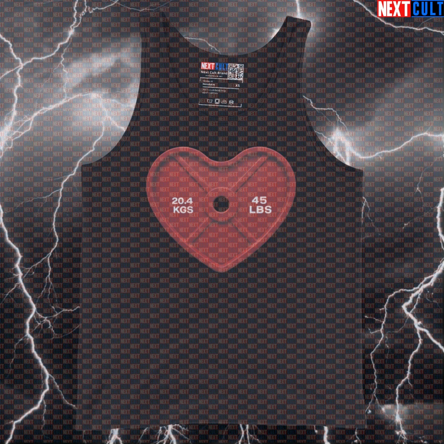 Heart Weight Plate Funny Valentine's Gym Tank Top | I Love Gym Muscle Shirt Athletic Vest Tank Tops Bodybuilding Fitness Gym Powerlifting Valentine's Day Workout Next Cult Brand