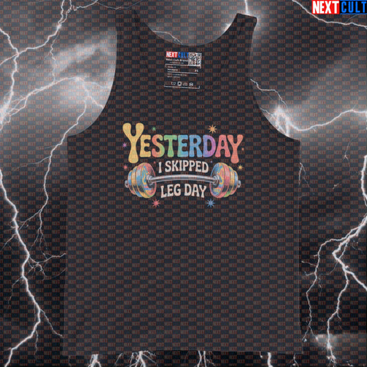 Yesterday I Skipped Leg Day Funny Gym Tank Top - Beatles Music Meme Vest Muscle Shirt for Lifters Bodybuilding Fitness Gym Leg Day Powerlifting Rock Music The Beatles Workout Next Cult Brand