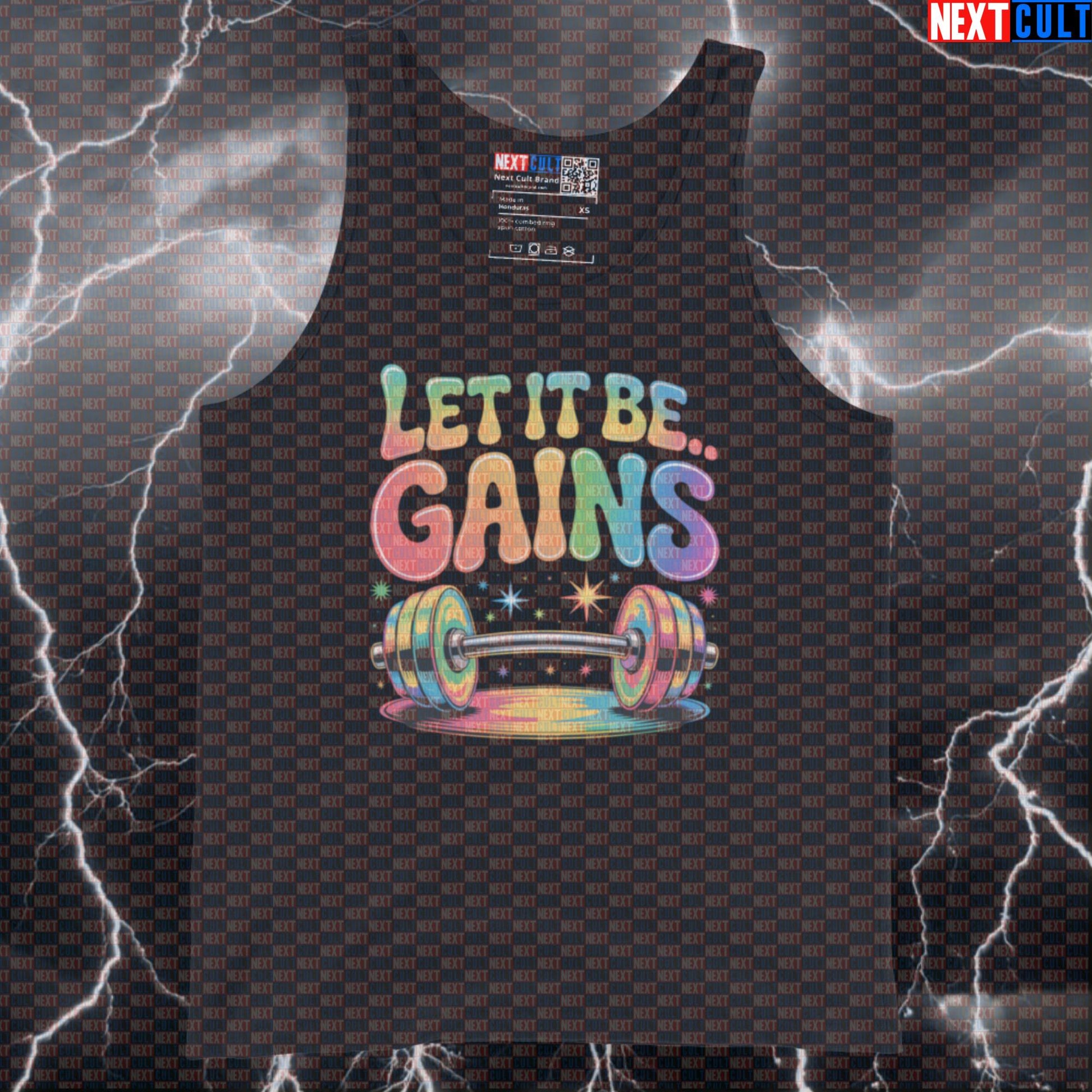 Let It Be Gains Funny Gym Tank Top - Beatles Music Workout Vest Muscle Shirt For Athletes Tank Tops Bodybuilding Fitness Gym Rock Music The Beatles Workout Next Cult Brand
