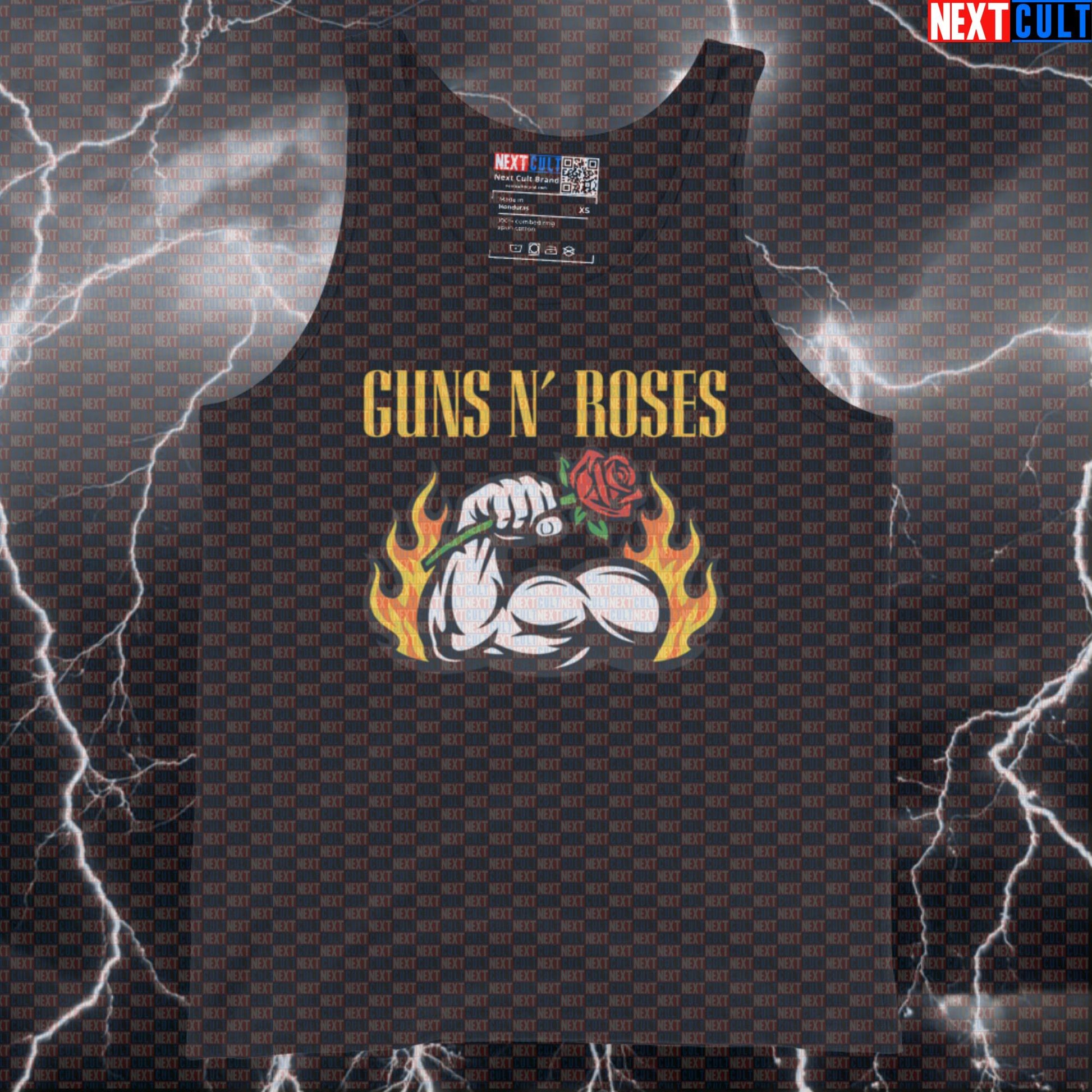 Big Guns Rock Gym Tank Top Funny Workout Muscle Shirt for Lifters Who Love Rock Music and Big Arms Tank Tops Bodybuilding Fitness Guns N' Roses Gym Rock Music Workout Next Cult Brand