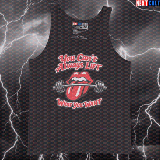 You Can’t Always Lift What You Want Rolling Stones Funny Gym Tank Top — Rock Music Workout Muscle Shirt for Bodybuilding & Gains Bodybuilding Fitness Gym Powerlifting Rock Music The Rolling Stones Workout Next Cult Brand