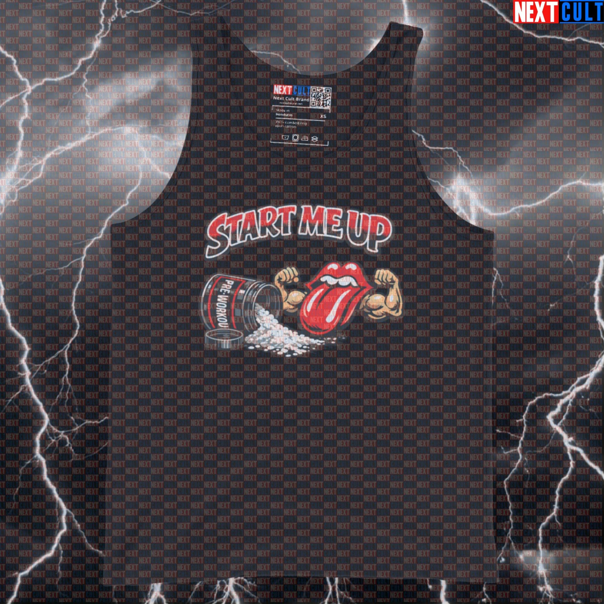 Start Me Up Pre-Workout Rolling Stones Funny Gym Tank Top — Rock Music Bodybuilding Muscle Shirt for Lifters & Gains Tank Tops Bodybuilding Fitness Gym Powerlifting Rock Music The Rolling Stones Next Cult Brand
