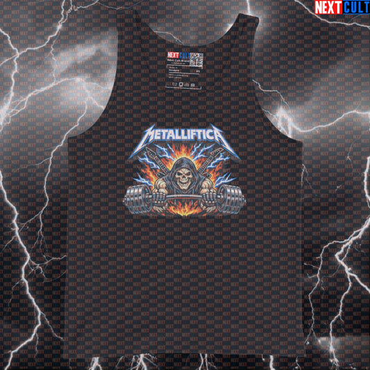 Metalliftica Metallica Heavy Metal Funny Gym Tank Top — Rock Music Muscle Shirt for Bodybuilding, Powerlifting & Fitness Lifters Tank Tops Next Cult Brand
