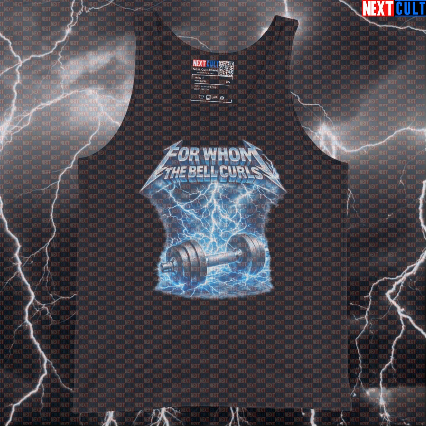 For Whom The Bell Curls Funny Gym Tank Top Dumbbell Metallica Workout Muscle Shirt Heavy Metal Fitness Meme Bodybuilding Gym Metallica Rock Music Workout Next Cult Brand