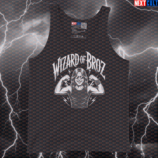 Wizard of Broz Funny Gym Tank Top Muscle Shirt Athletic Vest for Lifters Gymbros Metal Fans Bodybuilding Gym Ozzy Osbourne Rock Music Workout Next Cult Brand