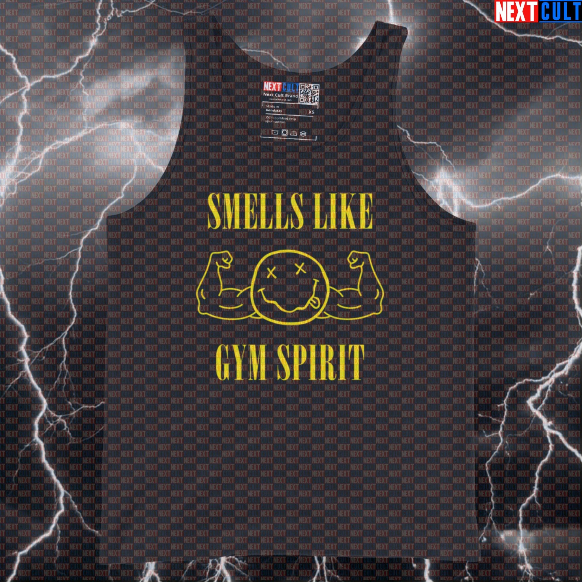 Smells Like Gym Spirit Funny Gym Tank Top Muscle Shirt Athletic Vest for Lifters Grunge Rock Fans Tank Tops Bodybuilding Fitness Gym Nirvana Powerlifting Rock Music Workout Next Cult Brand