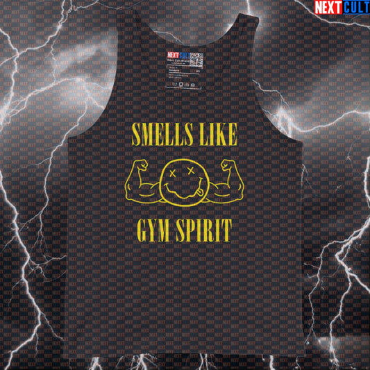 Smells Like Gym Spirit Funny Gym Tank Top Muscle Shirt Athletic Vest for Lifters Grunge Rock Fans Tank Tops Bodybuilding Fitness Gym Nirvana Powerlifting Rock Music Workout Next Cult Brand