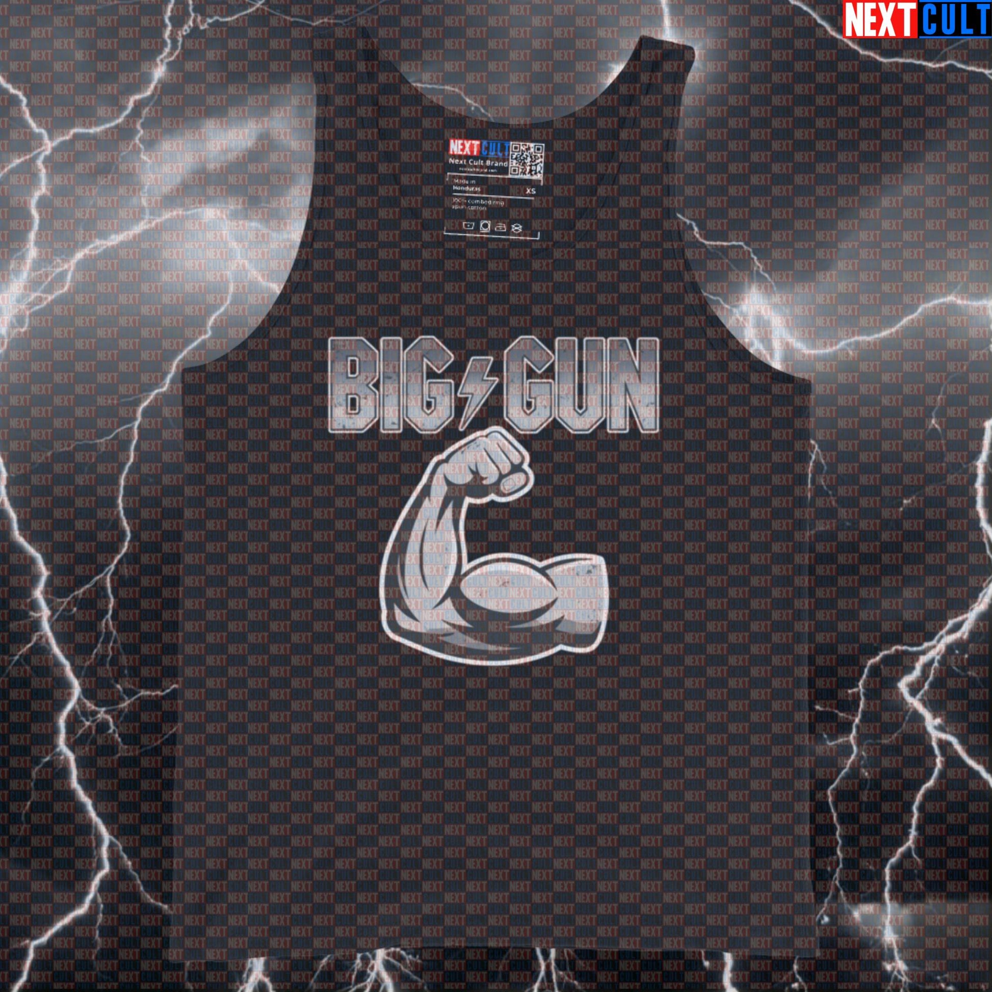 Big Gun Funny Gym Tank Top Muscle Shirt Athletic Vest for Lifters AC DC Rock Big Biceps Fans Tank Tops AC/DC Bodybuilding Fitness Gym Rock Music Workout Next Cult Brand