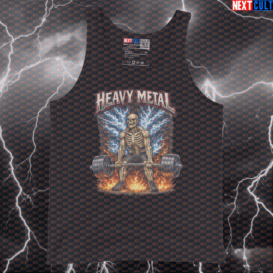 Heavy Metal Deadlifts Funny Gym Tank Top Skeleton Barbell Muscle Shirt for Brutal Leg Day Tank Tops Bodybuilding Fitness Gym Leg Day Powerlifting Rock Music Workout Next Cult Brand