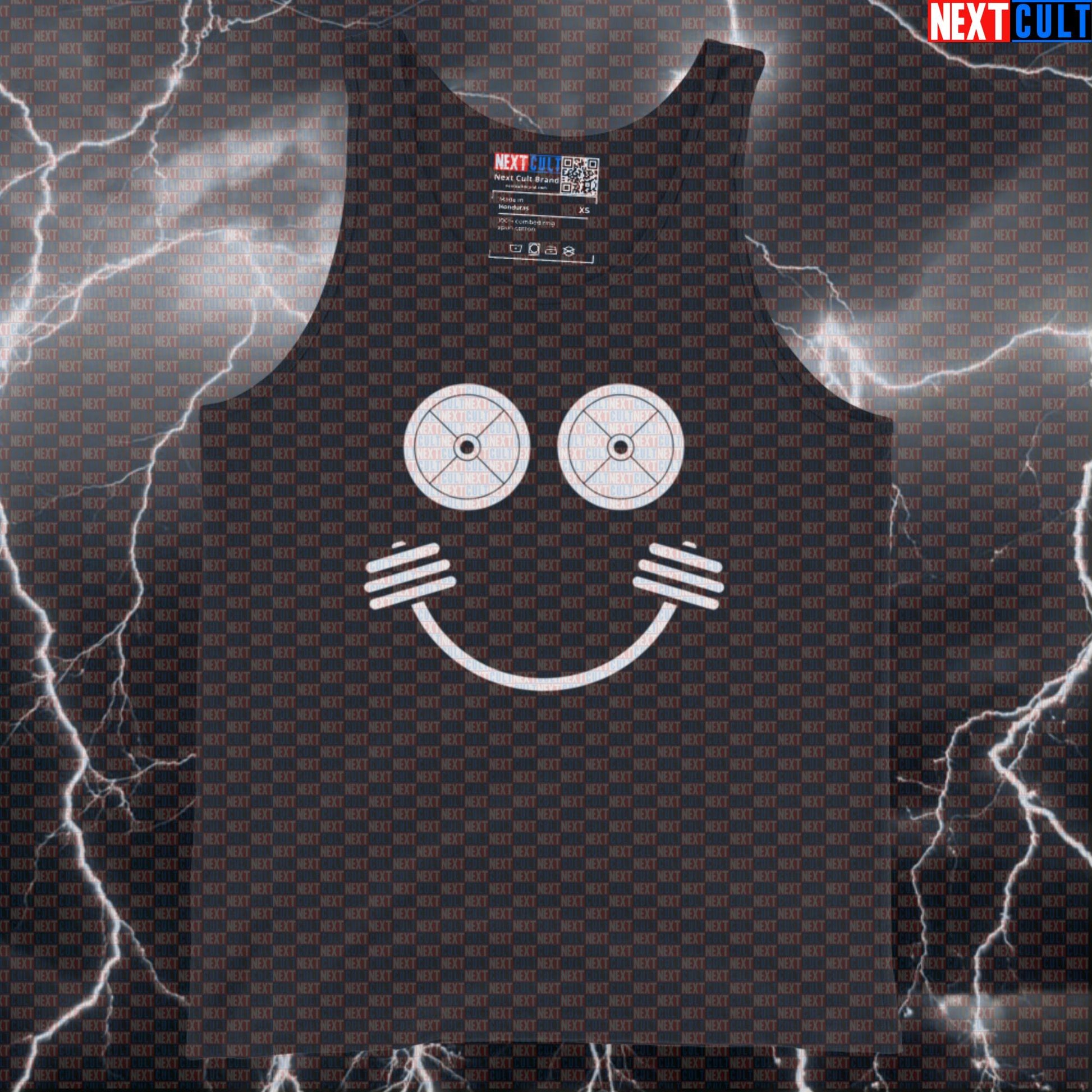 Gym Makes Me Happy Funny Gym Tank Top Smiley Face Muscle Shirt Athletic Vest Top Tank Tops Bodybuilding Fitness Gym Powerlifting Workout Next Cult Brand