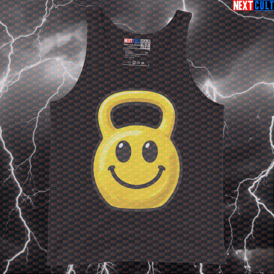 Happy Kettlebell Emoji Funny Gym Tank Top Smiley Kettlebell Workout Shirt Tank Tops Bodybuilding Fitness Gym Kettlebell Workout Next Cult Brand