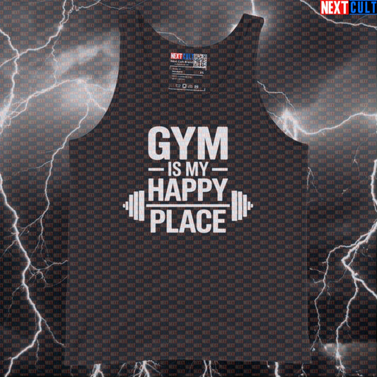Gym Is My Happy Place Funny Gym Tank Top Happy Weights Workout Shirt Tank Tops Bodybuilding Fitness Gym Powerlifting Workout Next Cult Brand
