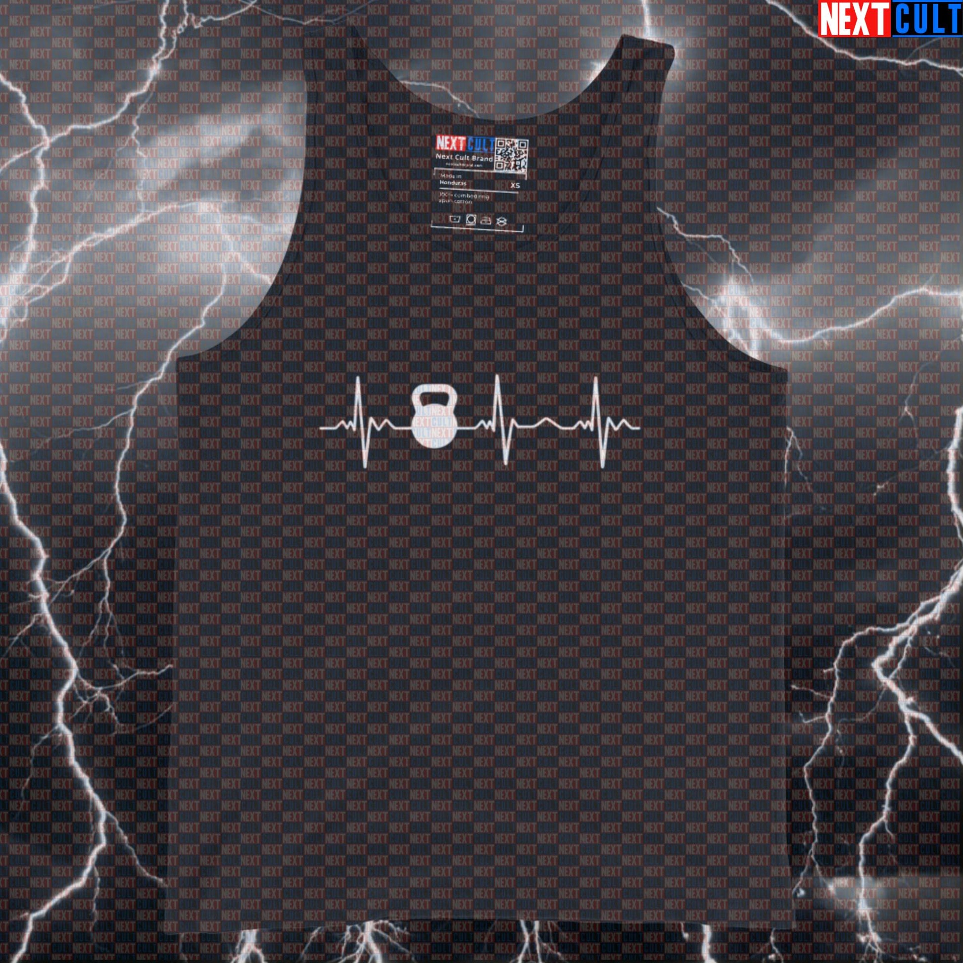 Kettlebell Heartbeat Funny Gym Tank Top Muscle Shirt Athletic Vest for Lifters Workout Fans Tank Tops Bodybuilding Fitness Gym Kettlebell Workout Next Cult Brand