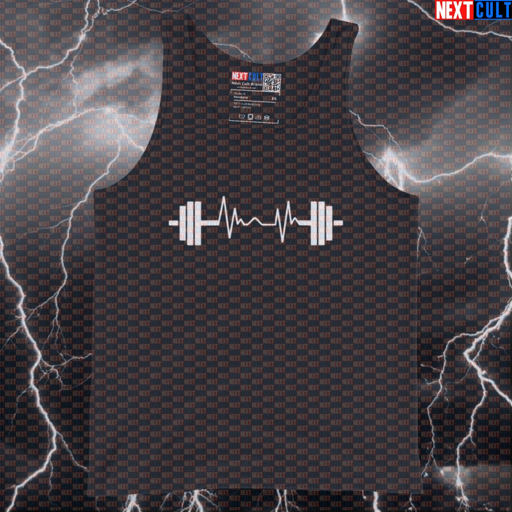 Barbell Heartbeat Funny Gym Tank Top Muscle Shirt Athletic Vest for Powerlifting Lifters Tank Tops Bodybuilding Fitness Gym Powerlifting Workout Next Cult Brand