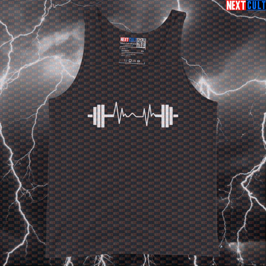 Barbell Heartbeat Funny Gym Tank Top Muscle Shirt Athletic Vest for Powerlifting Lifters Tank Tops Bodybuilding Fitness Gym Powerlifting Workout Next Cult Brand