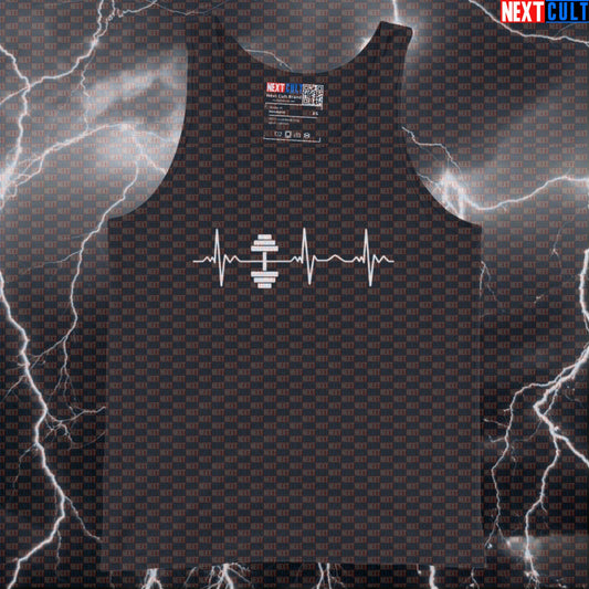 Dumbbell Heartbeat Funny Gym Tank Top Muscle Shirt Athletic Vest for Lifters Fitness Fans Tank Tops Bodybuilding Fitness Gym Workout Next Cult Brand