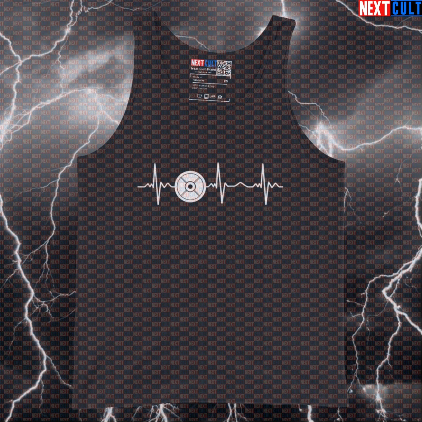 Weight Plate Heartbeat Funny Gym Tank Top Muscle Shirt Athletic Vest for Lifters Workout Fans Tank Tops Bodybuilding Fitness Gym Powerlifting Workout Next Cult Brand