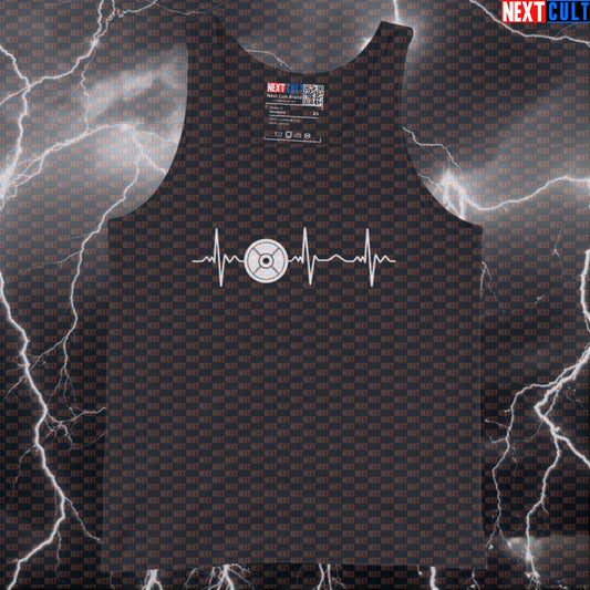 Weight Plate Heartbeat Funny Gym Tank Top Muscle Shirt Athletic Vest for Lifters Workout Fans Tank Tops Bodybuilding Fitness Gym Powerlifting Workout Next Cult Brand