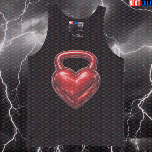 Heart Shaped Kettlebell Valentine’s Day Gym Tank Top for Kettlebell Workouts and Fitness Lovers Tank Tops Fitness Gym Kettlebell Valentine's Day Workout Next Cult Brand
