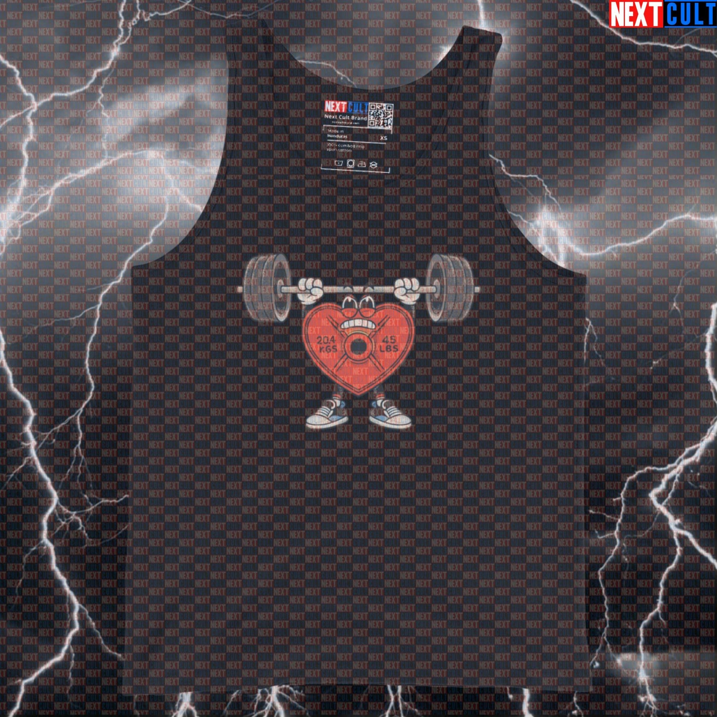 Lift With Your Heart Valentine’s Day Gym Tank Top with Heart-Shaped Weight Plate for Bodybuilders Tank Tops Bodybuilding Fitness Gym Powerlifting Valentine's Day Workout Next Cult Brand