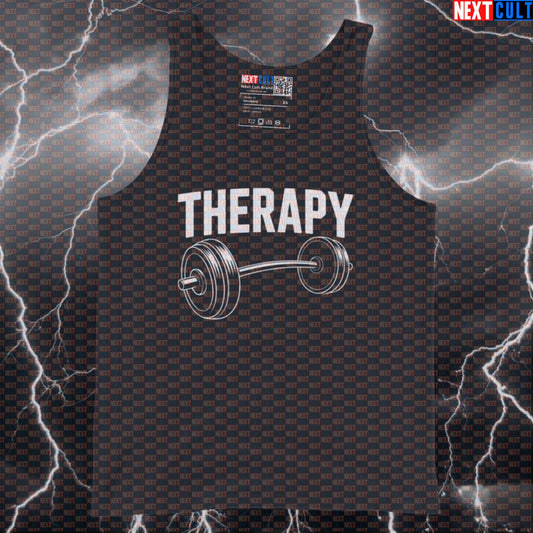 Therapy Barbell Funny Gym Tank Top – Workout Fitness Bodybuilding Powerlifting Meme Muscle Shirt Bodybuilding Fitness Gym Powerlifting Workout Next Cult Brand