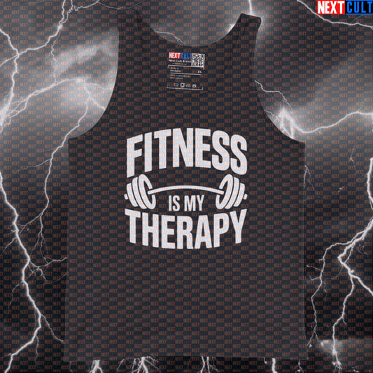 Fitness Is My Therapy Funny Gym Tank Top – Workout Fitness Lifting Bodybuilding Powerlifting Meme Muscle Shirt Bodybuilding Fitness Gym Powerlifting Workout Next Cult Brand
