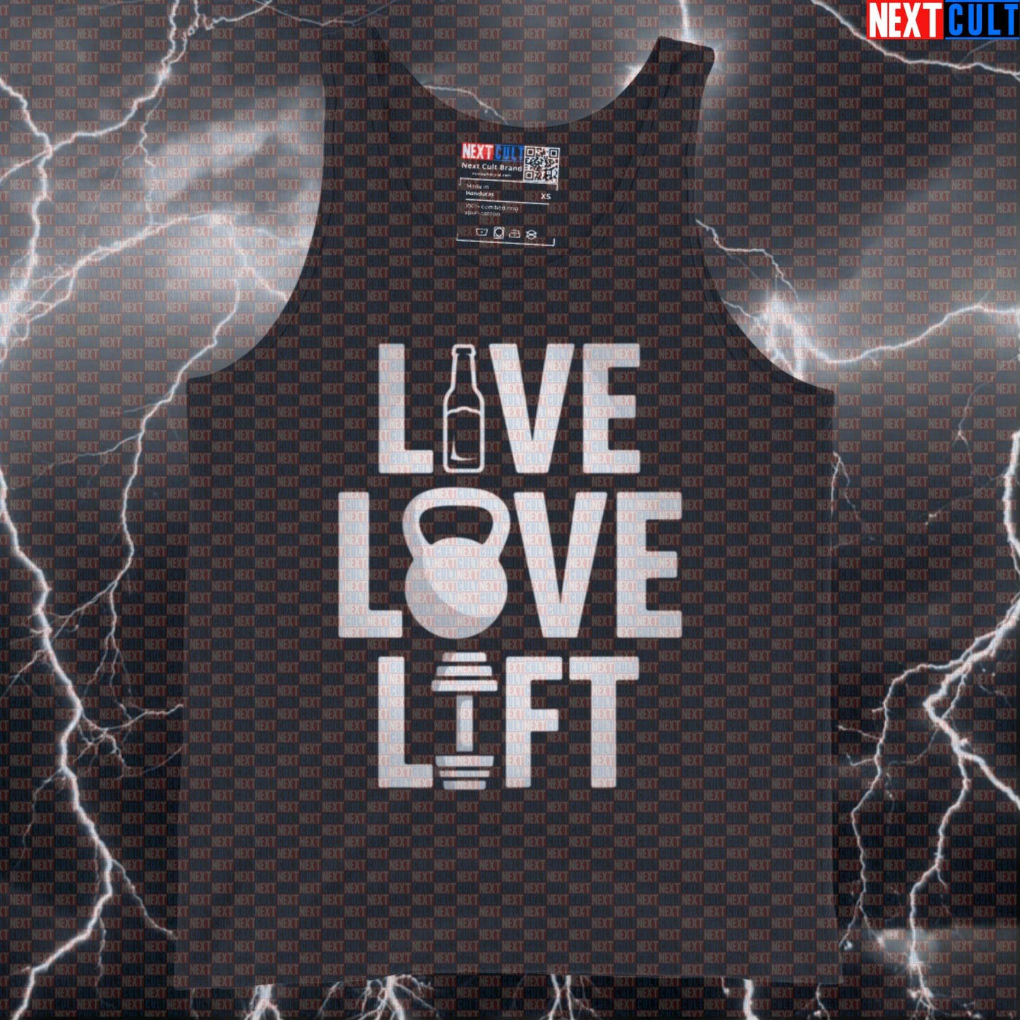 Live Love Lift Funny Gym Tank Top Muscle Shirt Athletic Vest for Lifters Workout Gymbro Apparel Beer Bodybuilding Fitness Gym Kettlebell Workout Next Cult Brand