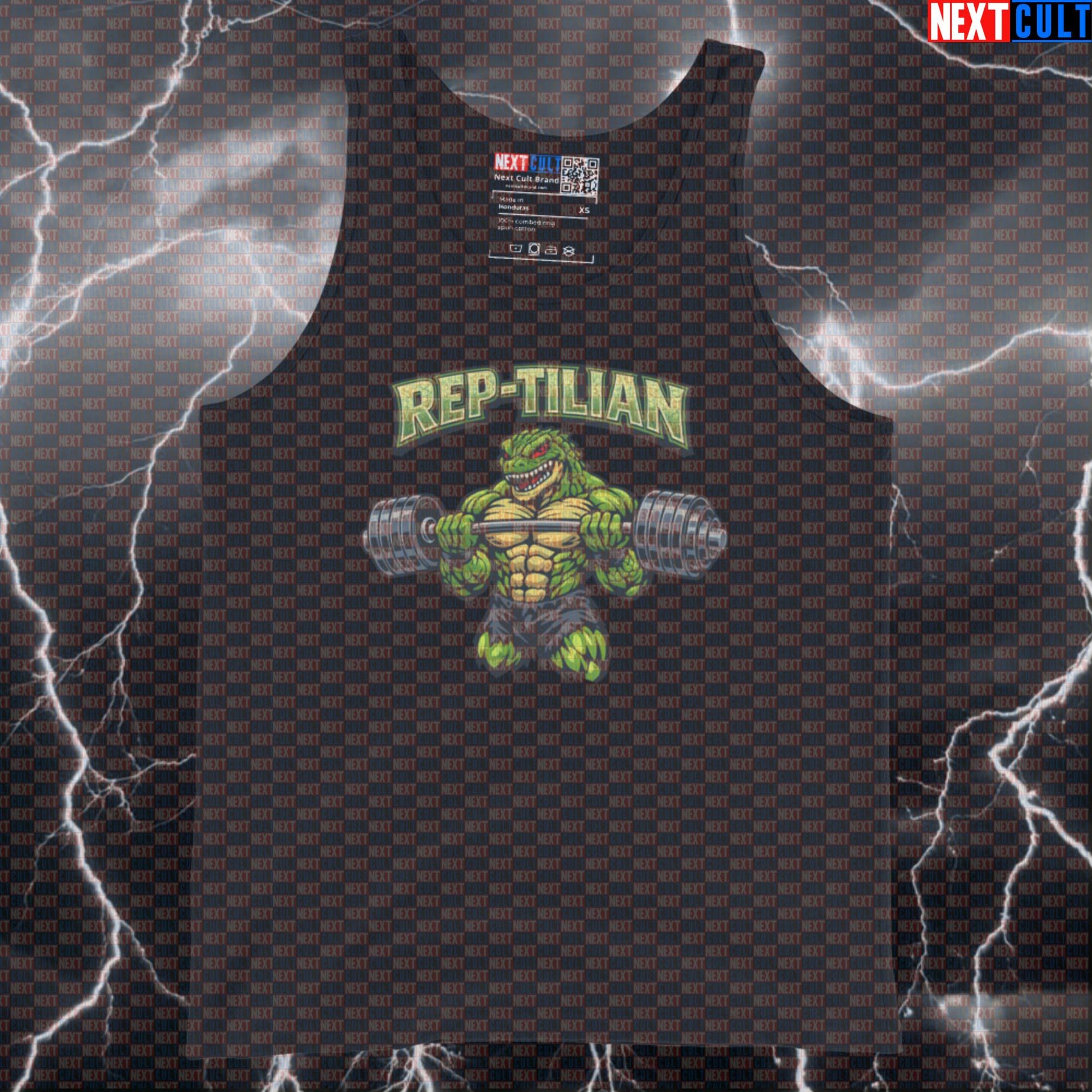 Rep-Tilian Funny Gym Tank Top Reptile Reptilian Meme Gym Tank Top Bodybuilding Powerlifting Workout Muscle Shirt Tank Tops Next Cult Brand