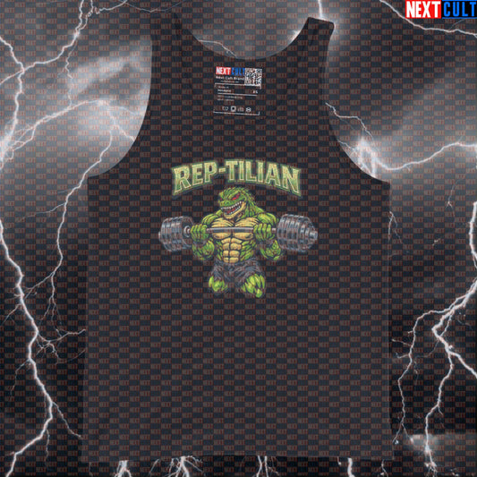 Rep-Tilian Funny Gym Tank Top Reptile Reptilian Meme Gym Tank Top Bodybuilding Powerlifting Workout Muscle Shirt Tank Tops Next Cult Brand