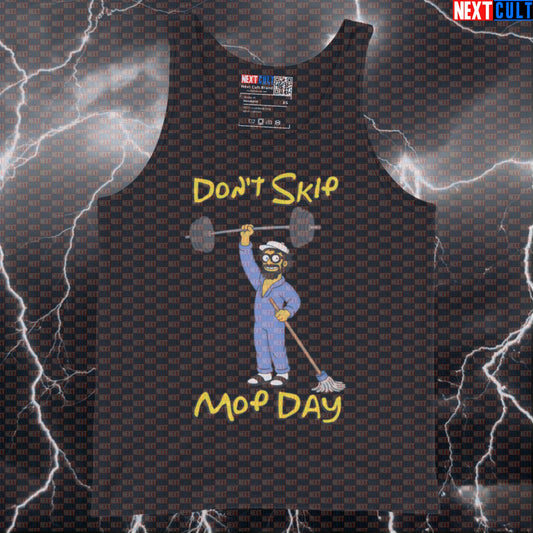 Don’t Skip Mop Day Anatoly Funny Gym Tank Top Muscle Shirt Athletic Vest for Lifters Gymbros Meme Fans Anatoly Bodybuilding Fitness Gym Powerlifting Workout Next Cult Brand