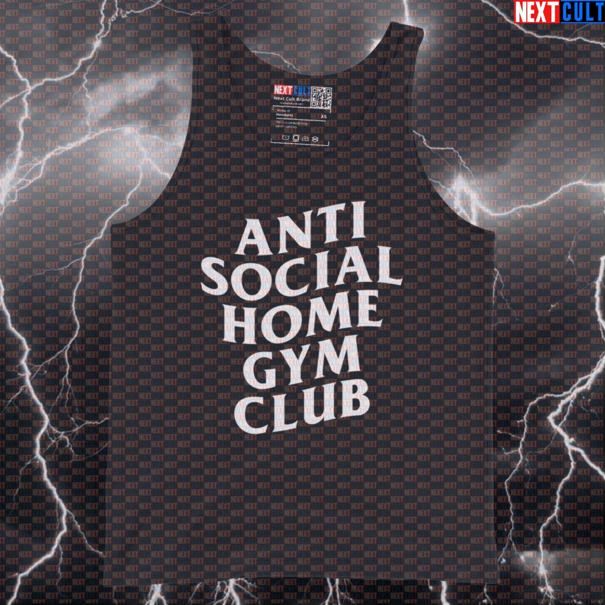 Anti Social Home Gym Club Funny Gym Tank Top Muscle Shirt Athletic Vest for Solo Home Gym Lifters Tank Tops Next Cult Brand