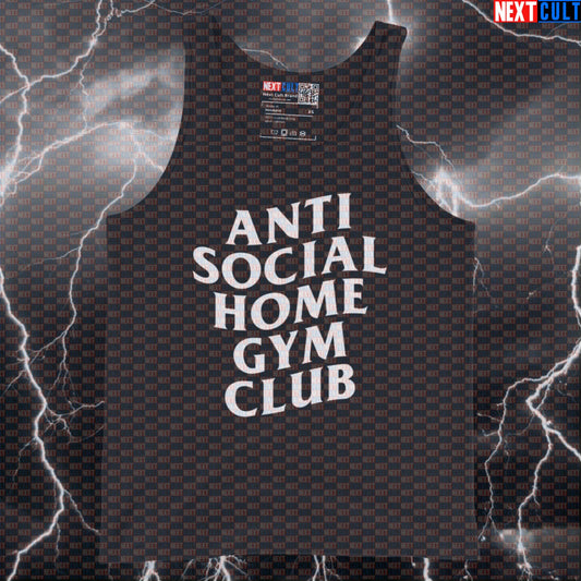 Anti Social Home Gym Club Funny Gym Tank Top Muscle Shirt Athletic Vest for Solo Home Gym Lifters Tank Tops Next Cult Brand