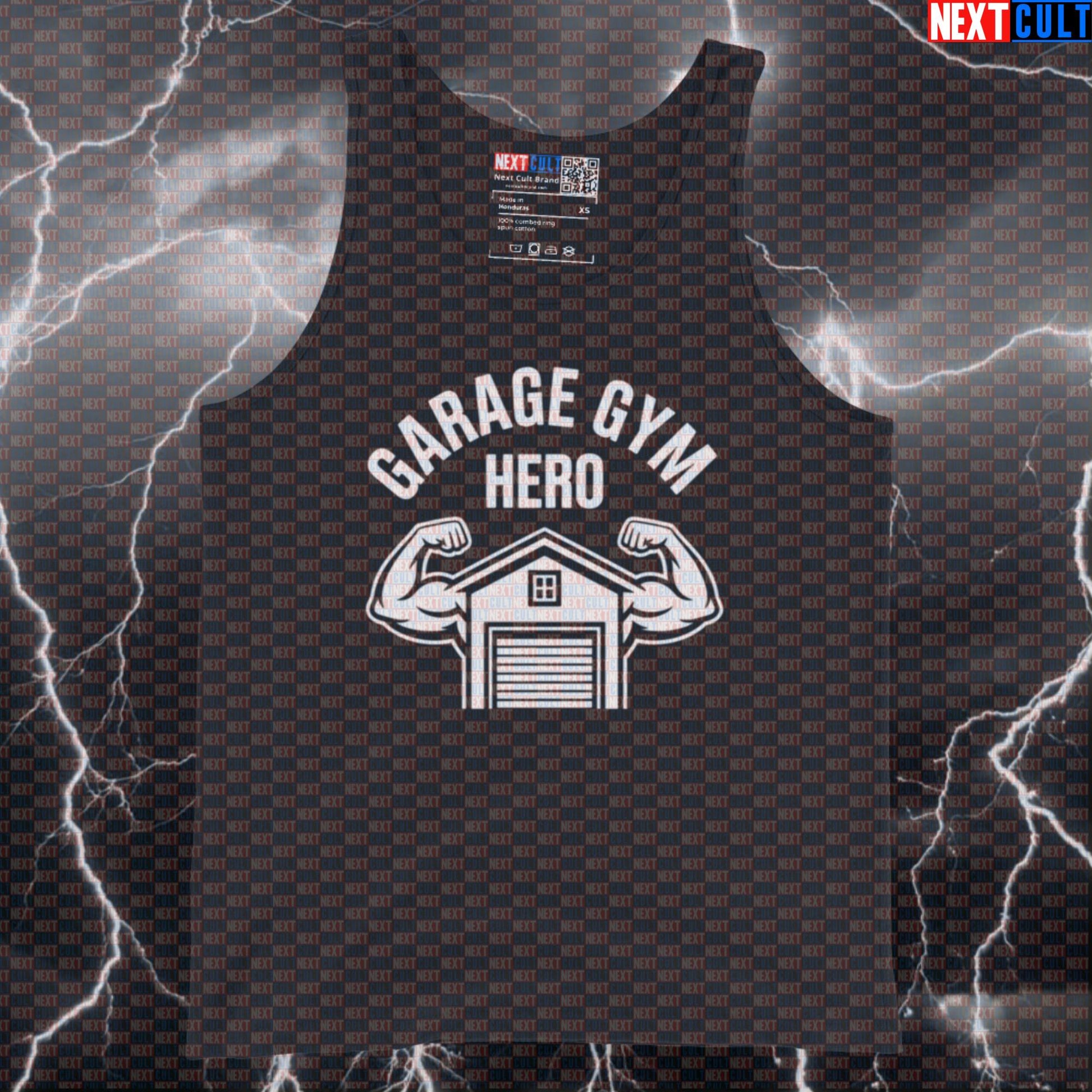 Garage Gym Hero Funny Gym Tank Top Muscle Shirt Athletic Vest for Home Gym Lifters Workout Fans Fitness Gym Home Gym Workout Next Cult Brand