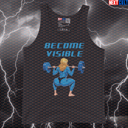 Become Visible Funny Gym Tank Top Muscle Shirt Athletic Vest for Lifters Fantastic 4 Fans Bodybuilding Fantastic 4 Films Fitness Gym Leg Day Powerlifting Superheroes Workout Next Cult Brand