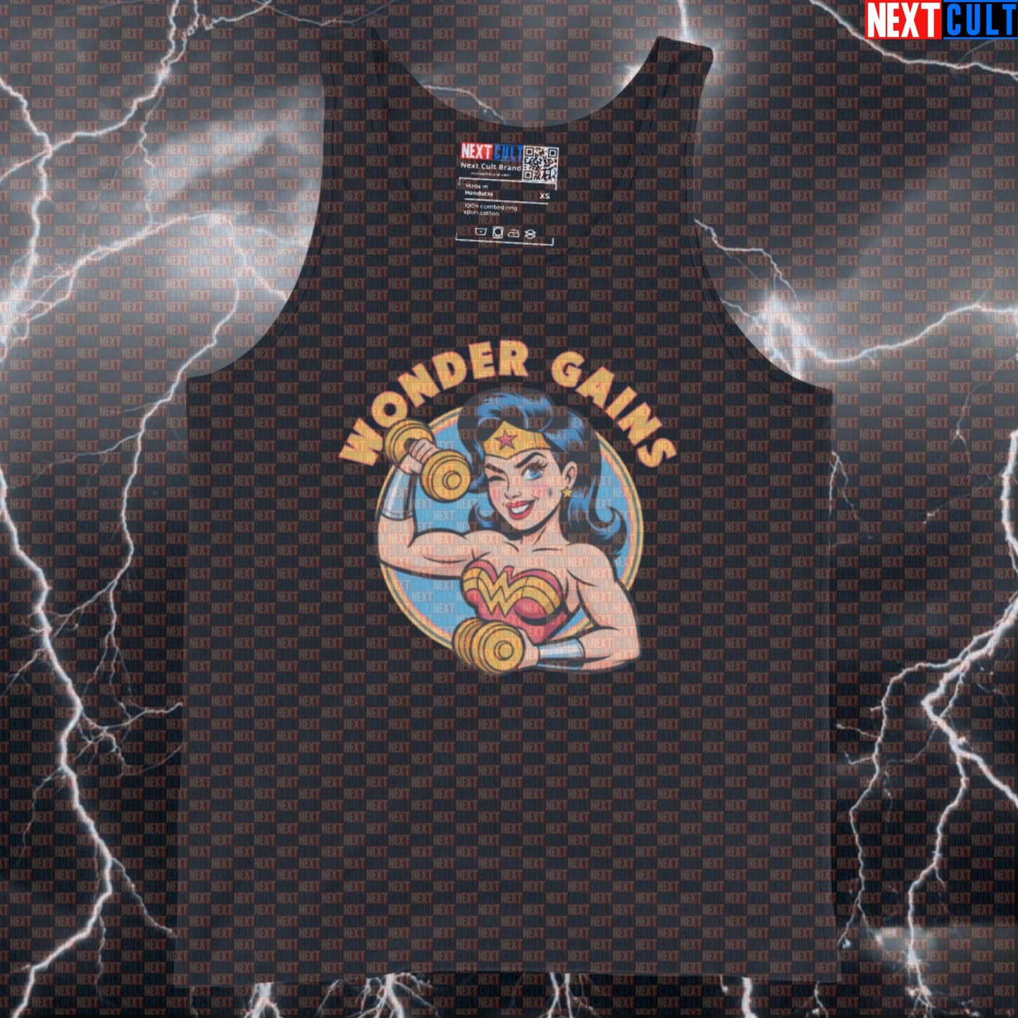 Wonder Gains Funny Gym Tank Top Muscle Shirt Athletic Vest for Lifters Gymbro Superhero Workout Fans Tank Tops Next Cult Brand