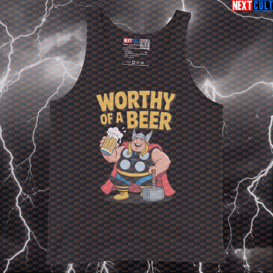 Worthy of a Beer Funny Gym Tank Top Thor Workout Muscle Shirt Vest for Lifters Beer Lovers Tank Tops Next Cult Brand