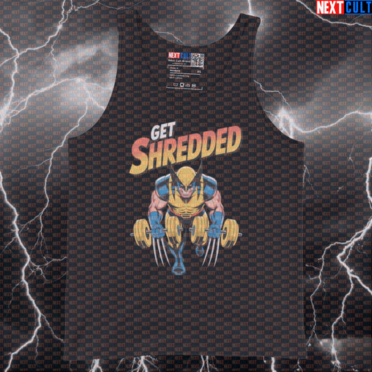 Get Shredded Wolverine Funny Gym Tank Top Muscle Shirt Athletic Vest for Lifters X-Men Workout Fans Tank Tops Next Cult Brand