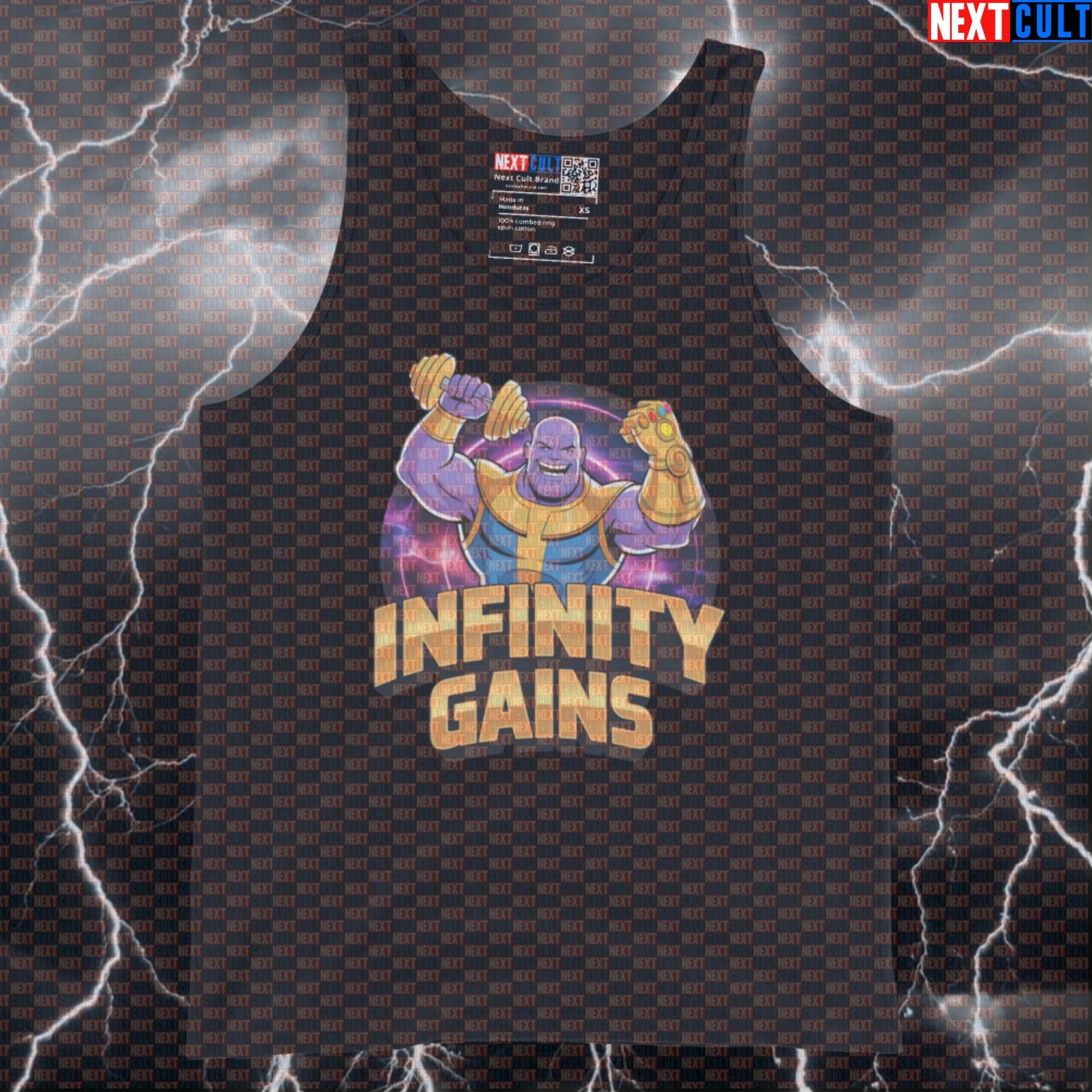 Infinity Gains Thanos Funny Gym Tank Top Muscle Shirt Athletic Vest Workout Tank Top for Lifters Gymbros Bodybuilding Films Fitness Gym Superheroes Thanos Workout Next Cult Brand