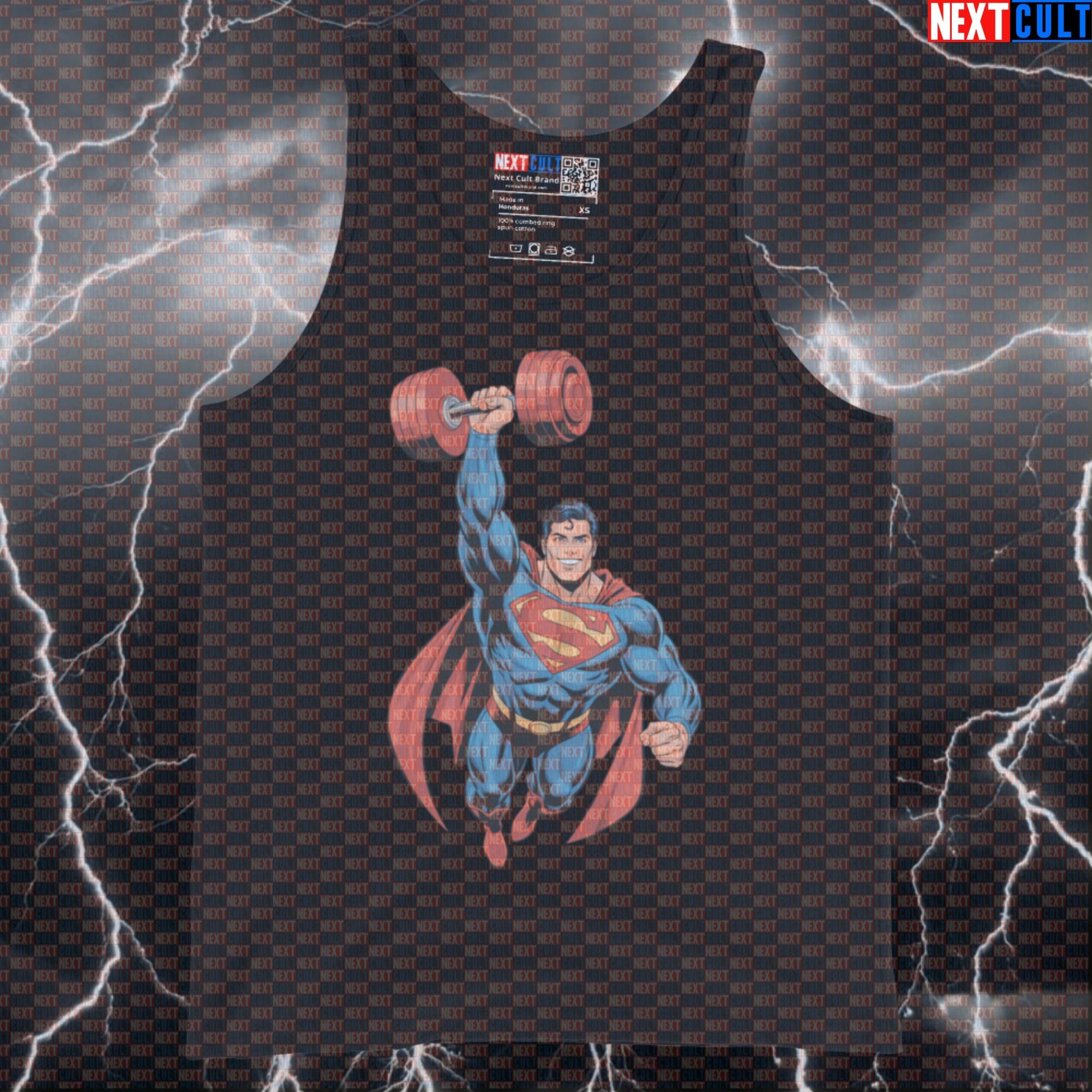 Superhero Man of Gym Funny Gym Tank Top Muscle Shirt Athletic Vest for Lifters Gymbros Strength Fans Tank Tops Bodybuilding Films Fitness Gym Justice League Superheroes Superman Workout Next Cult Brand