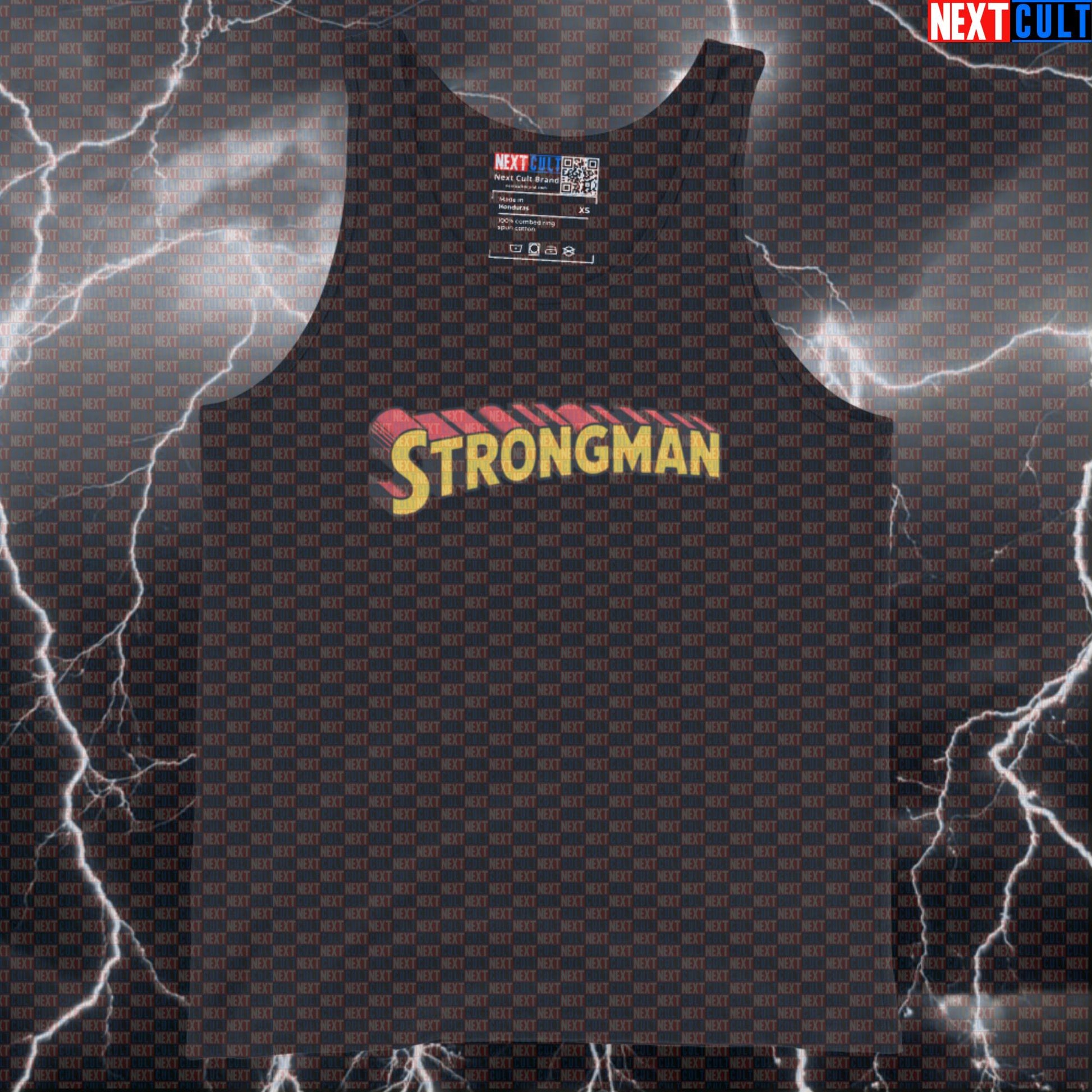 Strongman Superman Funny Gym Tank Top Muscle Shirt Athletic Vest for Lifters Gymbros Comic Hero Workout Films Fitness Gym Strongman Superheroes Superman Workout Next Cult Brand