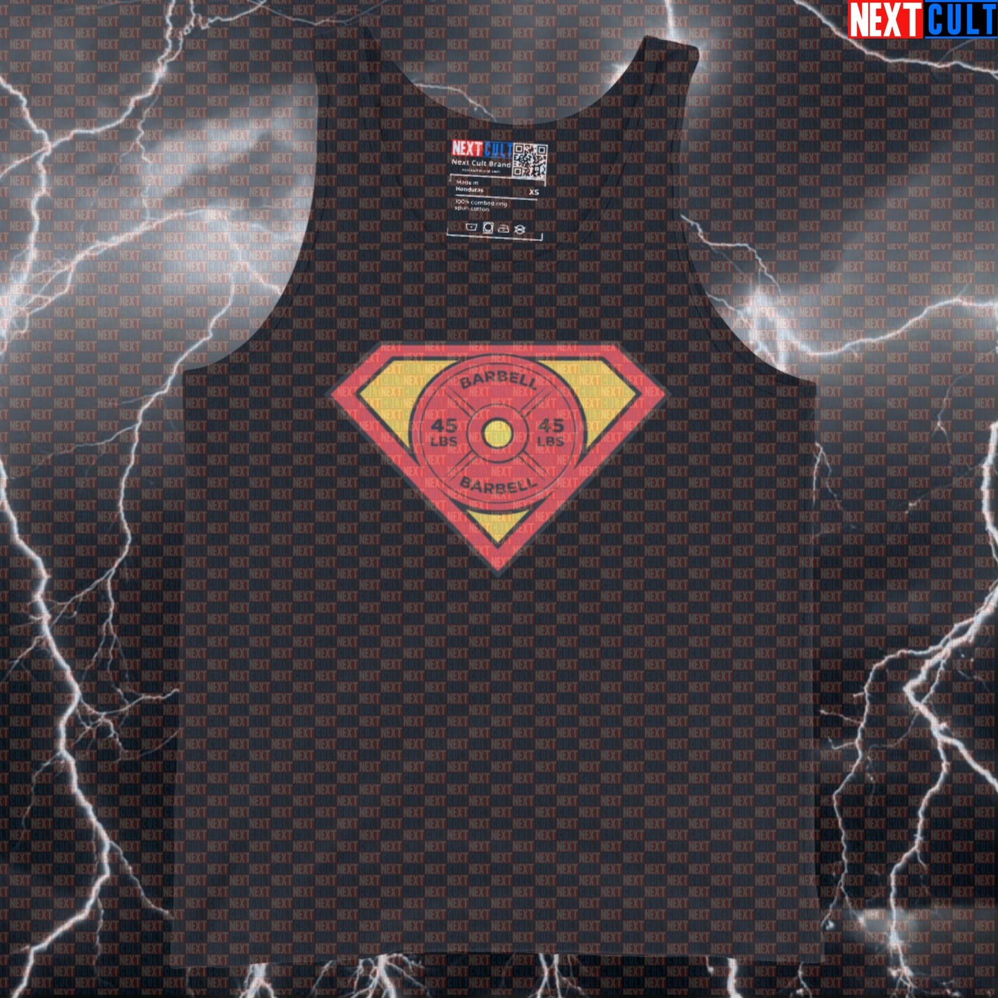 Superman Barbell Weight Plate Logo Funny Gym Tank Top – Superhero Workout Tank Top for Bodybuilding Powerlifting Fitness Meme Tank Tops Bodybuilding Films Fitness Gym Justice League Powerlifting Superheroes Superman Workout Next Cult Brand
