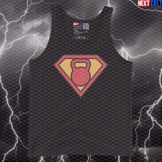 Super Kettlebell Funny Gym Tank Top Muscle Shirt Athletic Vest for Lifters Superman Kettlebell Training Fans Tank Tops Bodybuilding Films Fitness Gym Justice League Kettlebell Superheroes Superman Workout Next Cult Brand