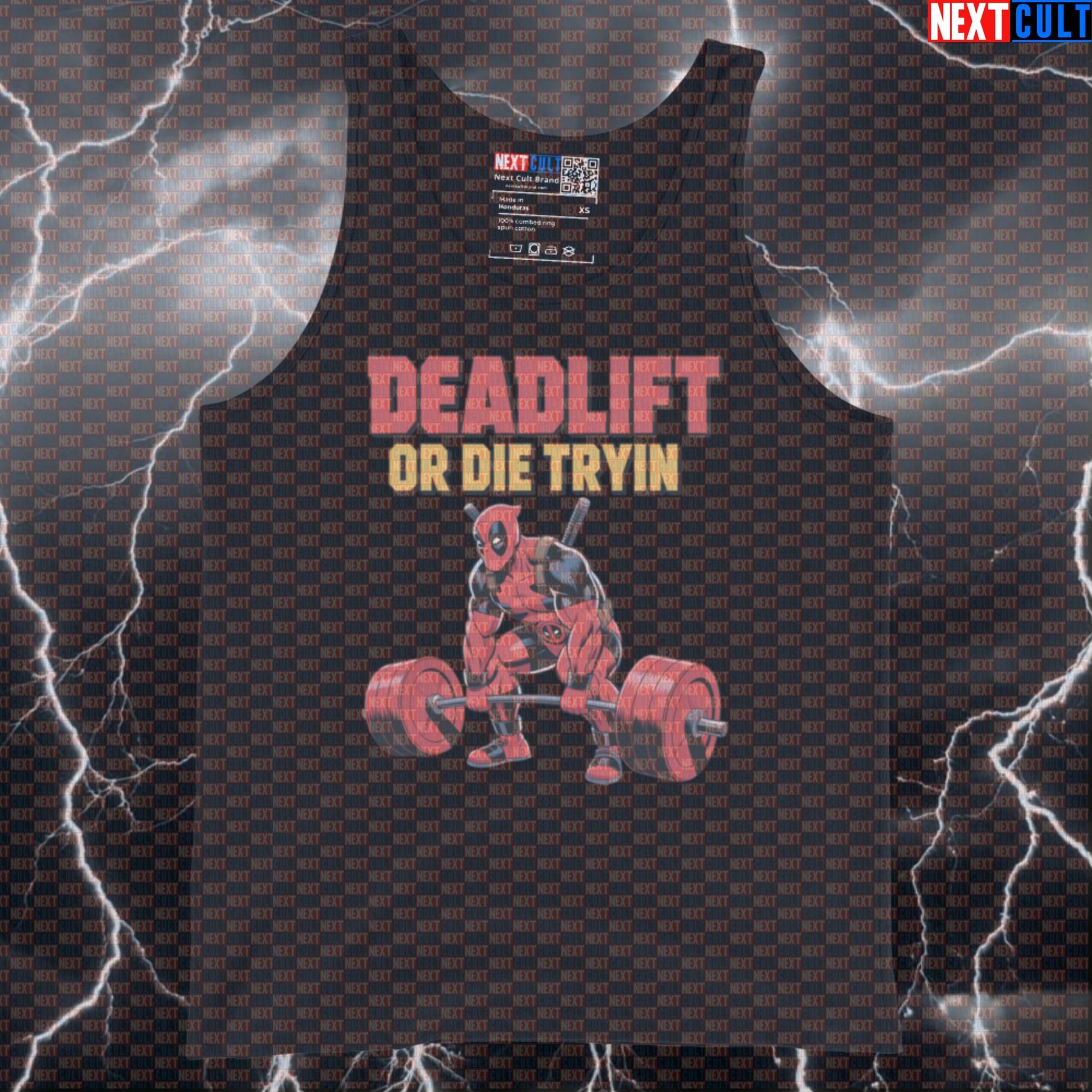 Deadlift or Die Tryin Funny Gym Tank Top Muscle Shirt Athletic Vest for Lifters Deadpool Fans Tank Tops Next Cult Brand