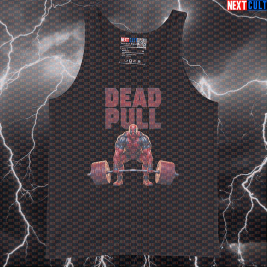 Dead Pull Funny Gym Tank Top Muscle Shirt Athletic Vest for Deadlift Lifters Gymbro Comic Fans Bodybuilding Deadpool Films Fitness Gym Leg Day Powerlifting Superheroes Workout Next Cult Brand