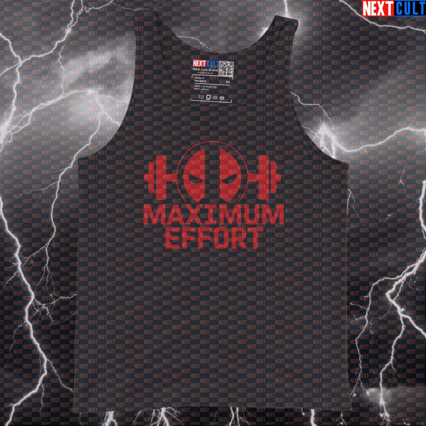 Maximum Effort Deadpool Funny Gym Tank Top Muscle Shirt Athletic Vest for Workout Fitness Gymbros Bodybuilding Deadpool Films Fitness Gym Powerlifting Superheroes Workout Next Cult Brand