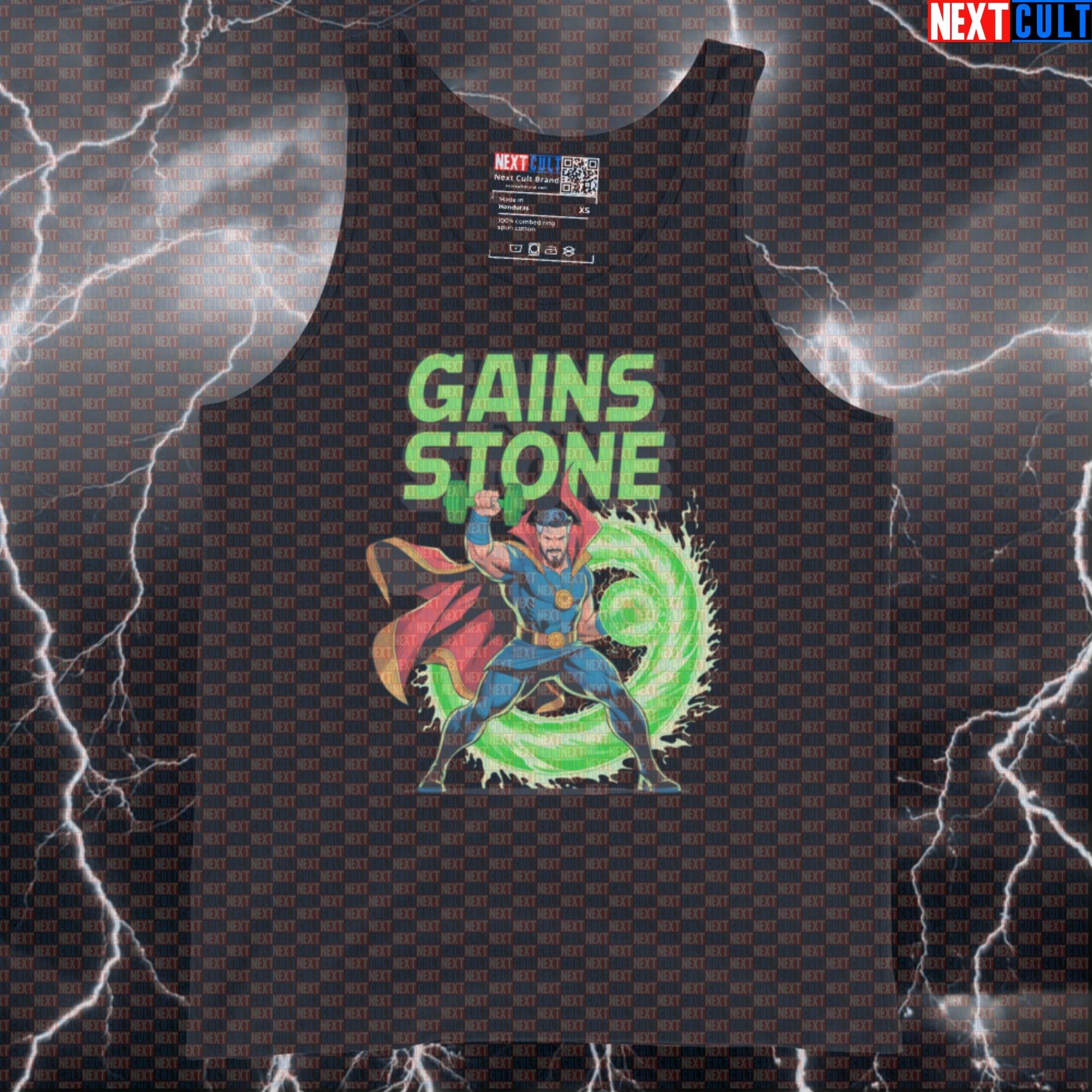 Gains Stone Funny Gym Tank Top Muscle Shirt Athletic Vest for Lifters Doctor Strange Gymbros Fitness Fans Tank Tops Next Cult Brand