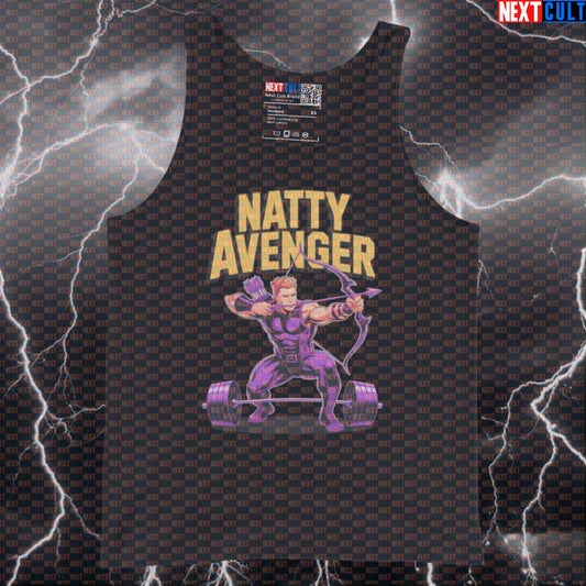 Natty Avenger Funny Gym Tank Top Muscle Shirt Athletic Vest for Lifters Natty Gymbros Hawkeye Fans Avengers Bodybuilding Films Fitness Gym Hawkeye Natty Superheroes Workout Next Cult Brand