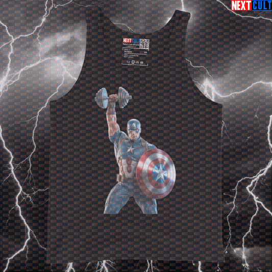 Captain America Funny Gym Tank Top Muscle Shirt Athletic Vest for Lifters Superhero Workout Fans Tank Tops Next Cult Brand
