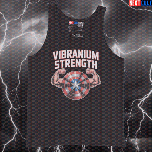 Vibranium Strength Funny Gym Tank Top Muscle Shirt Athletic Vest for Lifters Captain America Fans Avengers Bodybuilding Captain America Films Fitness Gym Superheroes Workout Next Cult Brand